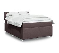 SKTQYQO Tour de lit à ressorts avec matelas marron foncé Structure de lit pour hôtel Lit multifonction adapté pour hôtel et études 140 x 200 cm Tissu