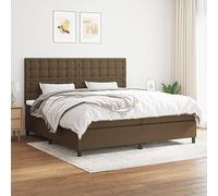 SKTQYQO Tour de lit à ressorts avec matelas marron foncé Structure de lit pour hôtel Structure de lit pour chambres d'hôtel et d'études 200 x 200 cm Tissu