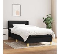 SKTQYQO Tour de lit à ressorts avec matelas noir, lit multifonction, lit multifonction, adapté pour hôtel et études, 100 x 200 cm, en tissu