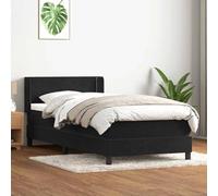 SKTQYQO Tour de lit à ressorts avec matelas noir, structure de lit d'hôtel, lit multifonctionnel adapté pour les hôtels et les studios 90 x 210 cm en velours