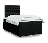 SKTQYQO Tour de lit à ressorts avec matelas noir, structure de lit pour chambres à coucher, structure de lit pour hôtel et studios 120 x 190 cm en tissu