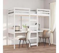 SKTQYQO Tour de lit mezzanine sans matelas Blanc Structure de lit pour hôtel Structure de lit pour chambres d'hôtel et d'études 75 x 190 cm Bois de pin