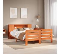 SKTQYQO Tour de lit sans matelas marron cire, lit multifonctionnel pour hôtel et études, 160 x 200 cm, bois de pin