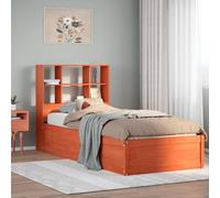 SKTQYQO Tour de lit sans matelas marron cire, structure de lit d'hôtel, structure de lit pour chambres d'hôtel et d'études, 100 x 200 cm, bois de pin