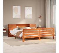 SKTQYQO Tour de lit sans matelas marron cire, structure de lit pour chambres à coucher, lit multifonction, convient pour les hôtels et les studios, 200 x 200 cm, bois de pin