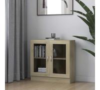 SKTQYQO Vitrine en chêne Sonoma en bois multicouche avec portes de bibliothèque d'exposition mobile robuste 82,5 x 30,5 x 150 cm pour salon, chambre à coucher, solution de rangement compartiments