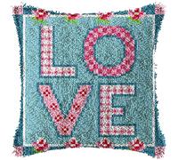 SKTWOE Kit De Coussin De Crochet De Loquet Taie d'oreiller Motif Love Kits De Couture Kits De Fil De Crochet Bricolage Kits De Broderie Point De Croix pour Débutants Adultes Enfants 43Cmx43cm