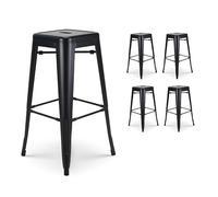 Kosmi SKU - Lot de 4 tabourets de Bar en métal Noir Mat Style Industriel - Hauteur 76 cm