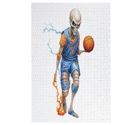 Skull Basketball Puzzles en Bois 1000 Pièces Adultes, Poster Jigsaw Puzzle, Design Unique Jouet ÉduChatif pour Adolescents Et Enfants （78×53cm）