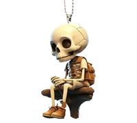 Skull Car Ornament - Boring Interior Free Drive, 2D Acrylic Rearview Mirror Charm, Spooky Skeleton Pendant, Hanging Auto Decoration, Cool Horror Accessory For Truck SUV Backpack Gift Usage