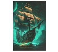 Skull Chauve-souriseau Pirate Puzzles 1000 Pièces Adultes, Puzzle en Bois Jeux D'adresse pour Toute La Famille,Jeu De Team Building 78×53cm