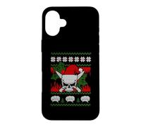 Skull Chef Culinary Gangster Ugly Christmas Santa Hat Xmas Coque pour iPhone 16 Plus