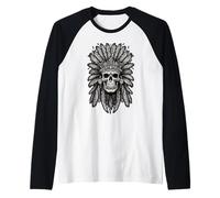 Skull Chief Native Indian Eagle Vintage Moto American Manche Raglan