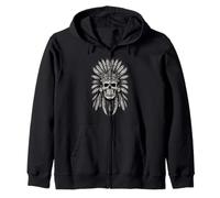 Skull Chief Native Indian Eagle Vintage Moto American Sweat à Capuche