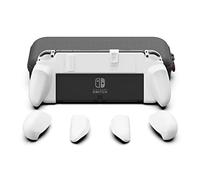 Skull & Co. Ensemble NeoGrip pour Nintendo Switch OLED et Modèle Régulier : Un Coque Dure Poignée avec Poignées Interchangeables [pour s'adapter à Toutes Les Tailles de Mains] - OLED Blanc