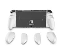 Skull & Co. GripCase OLED pour Nintendo Switch OLED : Un Étui de Protection Transparent avec Des Poignées Interchangeables [pour s'adapter à Toutes les Tailles de Mains] [sans Étui de Transport]-Blanc