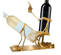Skull co-ke and Wine Bottle Stand - 2 In1 Funny Metal Metal Skull Skull Skeleton Bar Decor pour Whisky, Steampunk Style Beverage Stand pour La Maison, La Cuisine Ou l'homme Cave Gift