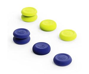Skull & Co. Skin, CQC and FPS Thumb Grip Set Joystick Cap Analog Stick Cap for Nintendo Switch Pro Controller & PS5 / PS4 / Slim/Pro Controller - Blue/Neon Yellow, 3Pairs(6pcs)
