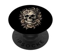 Skull Collection by ApiDesign Tête de mort vintage rétro gothique PopSockets PopGrip Adhésif pour téléphone portable (smooth, hard plastic back) Noir