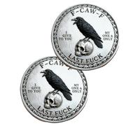 Skull Crow The F-CAW-F CIN Round Collectors CIN Pocket Hug Coins for Couples Friends, Novelty Commemorative Coins, Daily Reminder