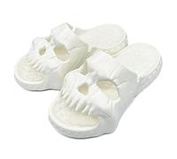 Skull Design Single Band Slides, 2023 New EVA Thick Bottom Skull Design Could Slippers, Unique Couple Beach Sandals for Women and Men (44-45,White)