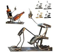 Skull Drinks and Wine Bottle Stand,Funny Metal Skull Skeleton Bar Decor for Whiskey Beer,Steampunk Style Beer Beverage Display Stand for Home Kitchen Decor (Silver, 20*20*9CM/7.87*7.87*3.54in)
