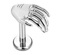 Skull Earrings - Halloween Internal Thread Lip Rings - Pure Titanium Skull Hand Stud Earrings - 8mm Lip Ring for Pierced Jewelry | Halloween Gothic Pierced Jewelry