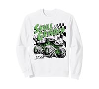 Skull Grinder Checkerboard Racing Monster Truck Sweatshirt