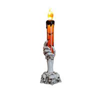 Skull Hand Candle Holder, Skull Head Base, Spooky Skull Electronic Candle, LED Halloween Pathway Lights, Suitable for Garden, Lawn, Patio, Sidewalk, Fence and Halloween Outdoor Decoration