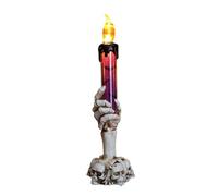Skull Hand Candle Holder, Skull Head Base, Spooky Skull Electronic Candle, LED Halloween Pathway Lights, Suitable for Garden, Lawn, Patio, Sidewalk, Fence and Halloween Outdoor Decoration