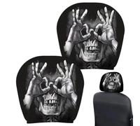 Skull Headrest Covers - 2 Pack, Universal | Halloween, Gothic, Washable