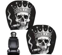 Skull Headrest Covers - 2 Pack, Universal | Halloween, Gothic, Washable