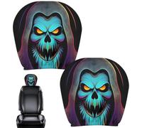 Skull Headrest Covers - 2 Pack, Universal | Halloween, Gothic, Washable