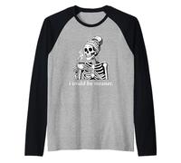 Skull I Could Be Meaner Skeleton Drinking Coffee Mug Women Manche Raglan