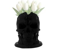 Skull Makeup Brush Holder - 3.9x3.62x3.31 Inches Makeup Brush Storage | Spooky Skull Desk Organizer | Gothic Container Desk for Home School Room Vanity Shelf Bedroom Bookshelf Living Room Kitchen