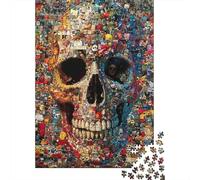 Skull Mosaic Wall Art Print Plaque en Métal Rétro 70x50cm/1000pcs pour L’Atelier, pour Aménager L’Atelier, Le Garage Et L’Espace Bricolage