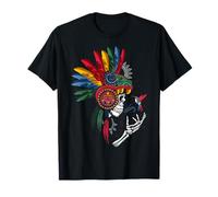 Skull Patriotic Aztec Day of The Dead Mask Mayan Warrior T-Shirt