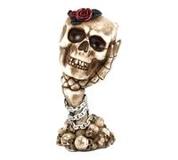 Skull Pots For Plants - Novelty Flower Container, Gothic Desktop Sculpture, Skull Themed Decorative Display Piece Inspired By 3 Wise Skulls Concept, Eye Catching Shelf For Home Desk Patio Decoration