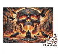 Skull & Ravens Puzzle À Assembler 1000 Pièces Papier Recyclable Gothic Puzzle pour Adultees Amusant Et Difficile Jeu De Famille Cadeau pour Hommes‘s Birthday 52x38cm/1000pcs