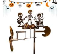 Skull Rock Band Windmill, Halloween Garden Wind Spinner