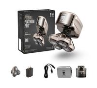 Skull Shaver Pitbull Platinum Pro PX5 - Rasoir Électrique Homme - Sans Fil, Rechargeable, Humide/Sec, Ergonomique pour Crâne - Avec Socle de Rinçage et Étui de Voyage - Lame Supplémentaire Incluse
