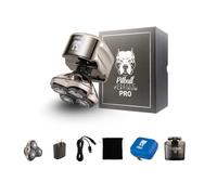 Skull Shaver Pitbull Platinum Pro - Rasoir Électrique Homme - Sans Fil, Rechargeable, Humide/Sec, Ergonomique pour Crâne Chauve - Avec Socle de Rinçage et Étui de Voyage - Lame Supplémentaire Incluse