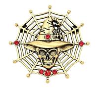 Skull Spider Web Brooch, Gothic Alloy Lapel Pin for Halloween | Durable alloy construction with anti oxidation finish, designed for festive outfits