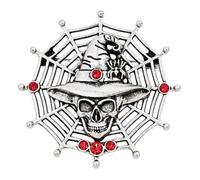 Skull Spider Web Brooch, Gothic Alloy Lapel Pin for Halloween | Durable alloy construction with anti oxidation finish, designed for festive outfits