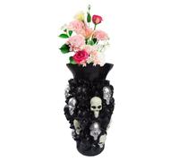 Skull Vase Resin | Spooky Scary Gothic Holder Skull Head Black Vase