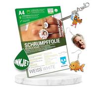 SKULLPAPER® Film rétractable - Imprimable, écrivable, peignable, tamponnable pour bijoux personnalisés et plus (A4-10 feuilles) (Blanc)