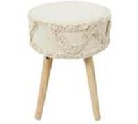 AltoBuy Skully - Tabouret Scandinave Beige Motifs Imitation Fourrure