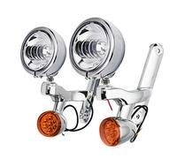 SKUNTUGUANG Accessoires de moto 4,5" - Spot auxiliaire - Phare antibrouillard DRL - Boîtier de jeu - Seau avec lampe clignotante et support d'éclairage - Pour touring Street Glide Trike (Chrome)