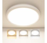 SKUTZTEK Plafonnier LED, Luminaire Plafonnier LED Étanche IP44, 3 couleurs 3000K/4000K/6500K Plafonnie Rond Ultra-fin et Moderne pour Salle De Bain, pour salle de bain, salon, chambre, cuisine (29cm)