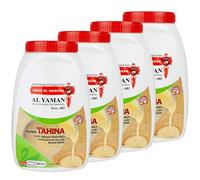 SKUURTFR Al Yaman - Tahine Arabische Sesampaste - Orientalische Tahini aus fein gemahlenen Sesamkörnern im 4er Set á 907 g Packung
